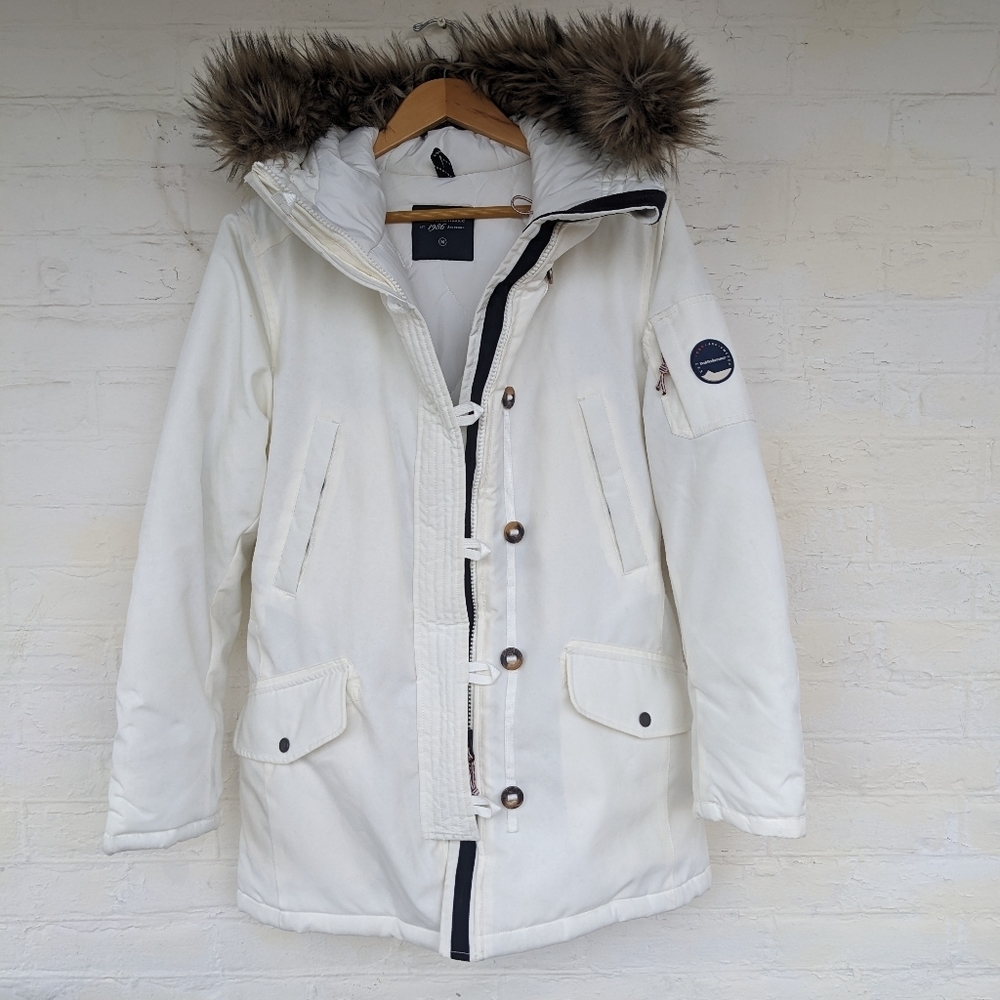 PEAK PERFORMANCE FAUX-FUR WINTER PARKA WHITE SIZE MEDIUM
